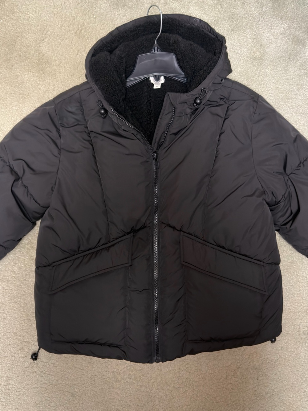 Topshop Black Hooded Puffer Jacket